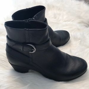 Black leather booties